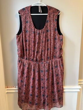 Sleeveless Red Paisley Print Day Dress